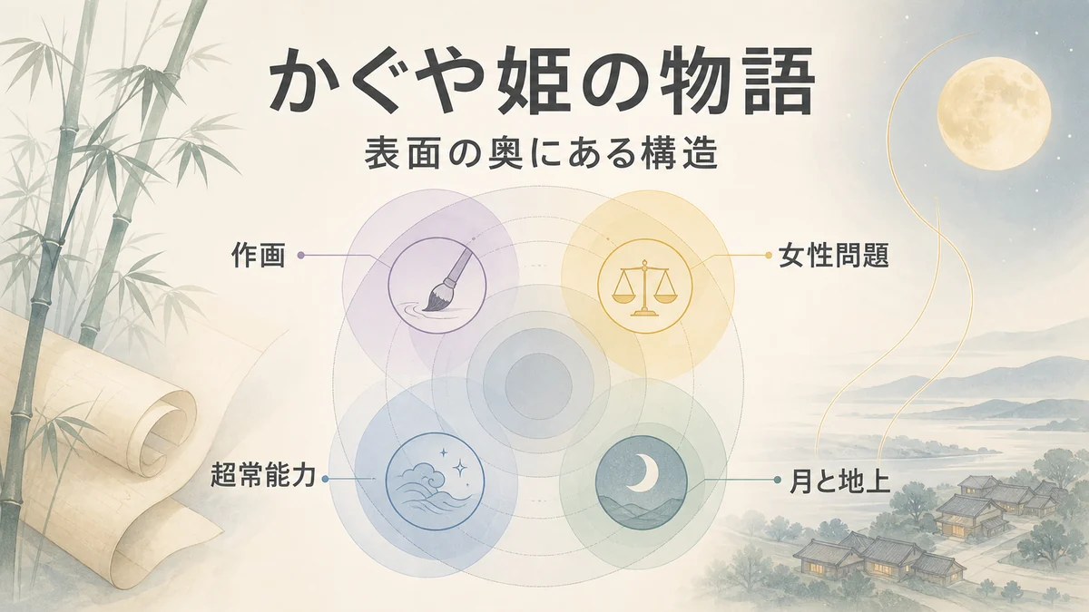 『かぐや姫の物語』を月と地上と超常構造から読み解く図解アイキャッチ