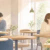 恋愛心理と脈ありの距離感を表すやわらかいイラスト