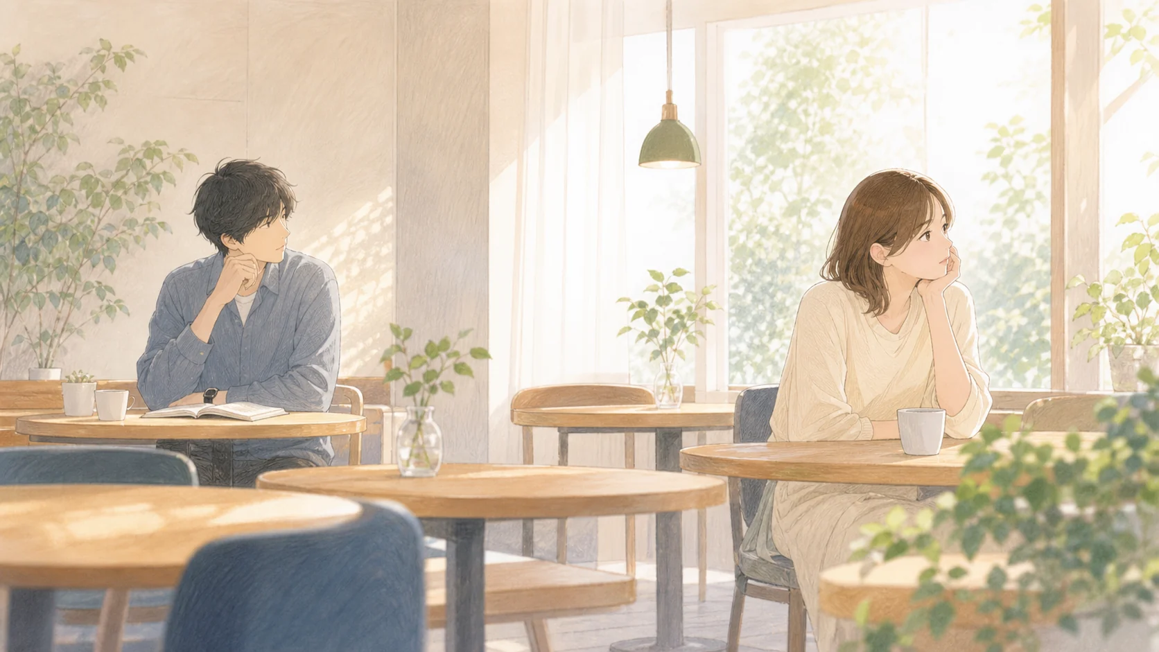 恋愛心理と脈ありの距離感を表すやわらかいイラスト