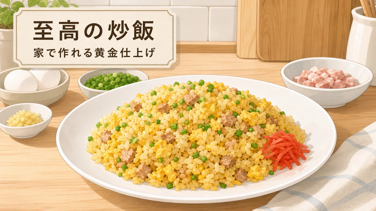 至高の炒飯 家で作れる黄金仕上げの文字入りアイキャッチ