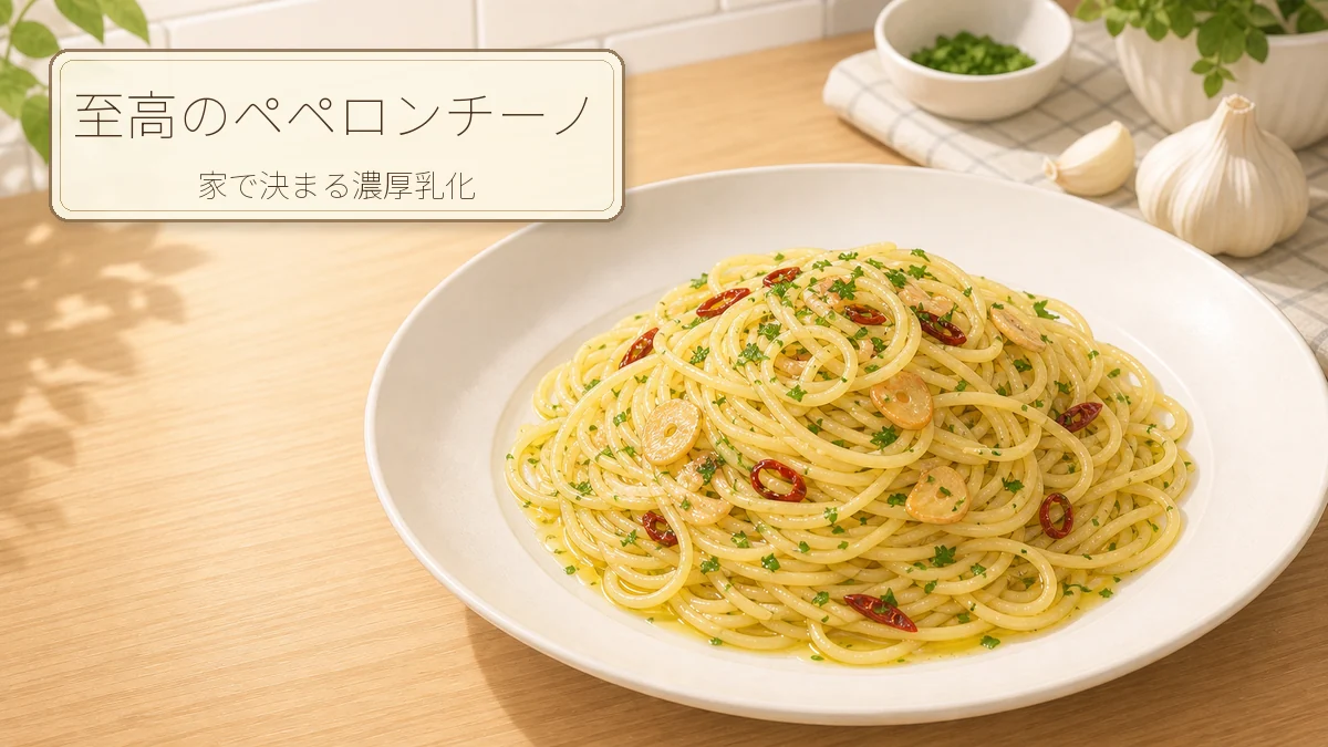至高のペペロンチーノを示すアイキャッチ