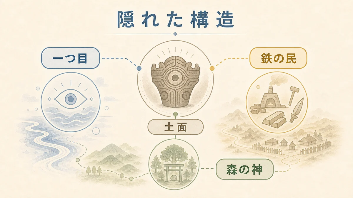 タイトル画面と土面からアシタカせっ記の隠れた構造を読む固定プリセット図解