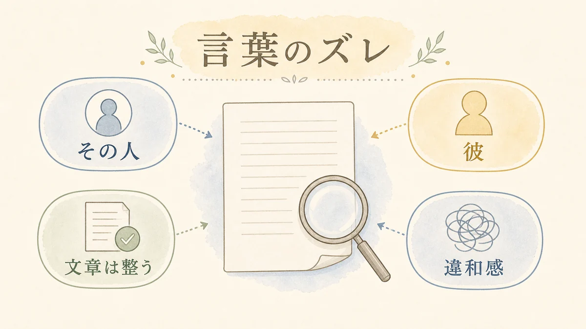 相談文のその人と彼の使い分けから違和感を読む固定プリセット図解