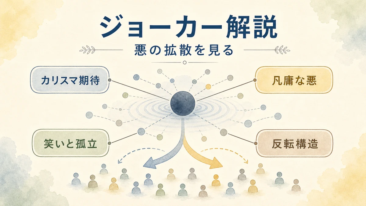 映画ジョーカーをカリスマ期待悪の拡散笑いと孤立で整理する固定プリセット図解アイキャッチ