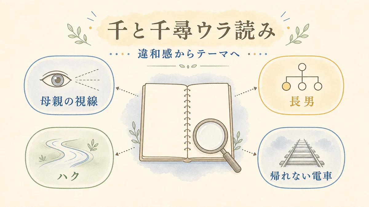千と千尋の母親の冷たさからハクと帰れない電車へつながる固定プリセット図解アイキャッチ